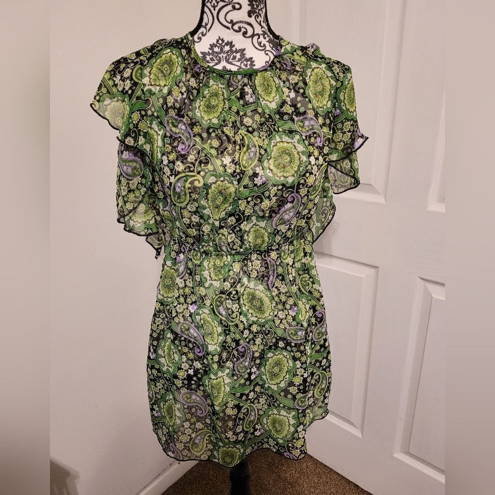 ‎Mitto green paisley sheer top